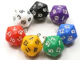2 20mm Assorted Color Resin D20  20 Sided Dice Charms