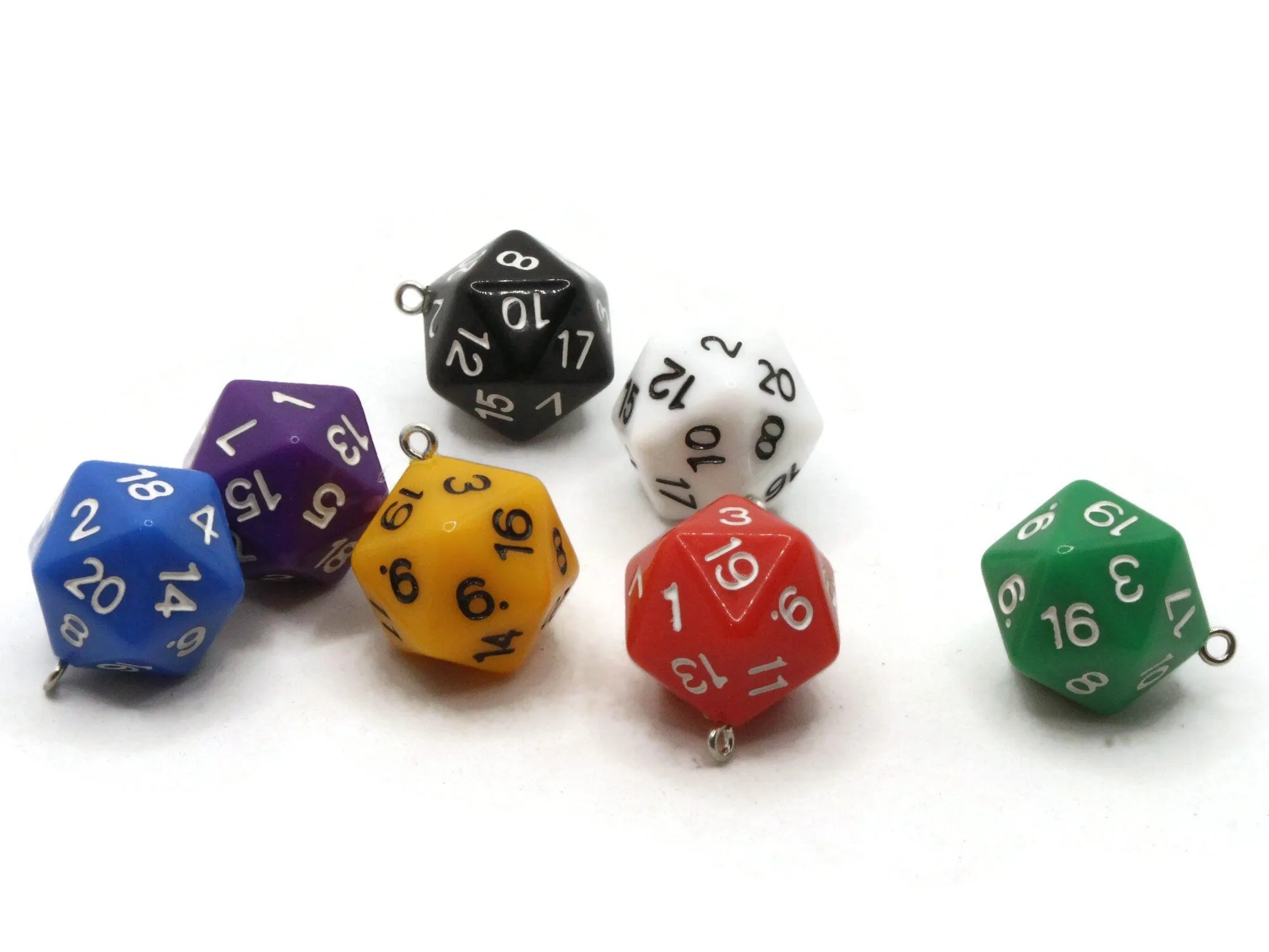 2 20mm Assorted Color Resin D20  20 Sided Dice Charms
