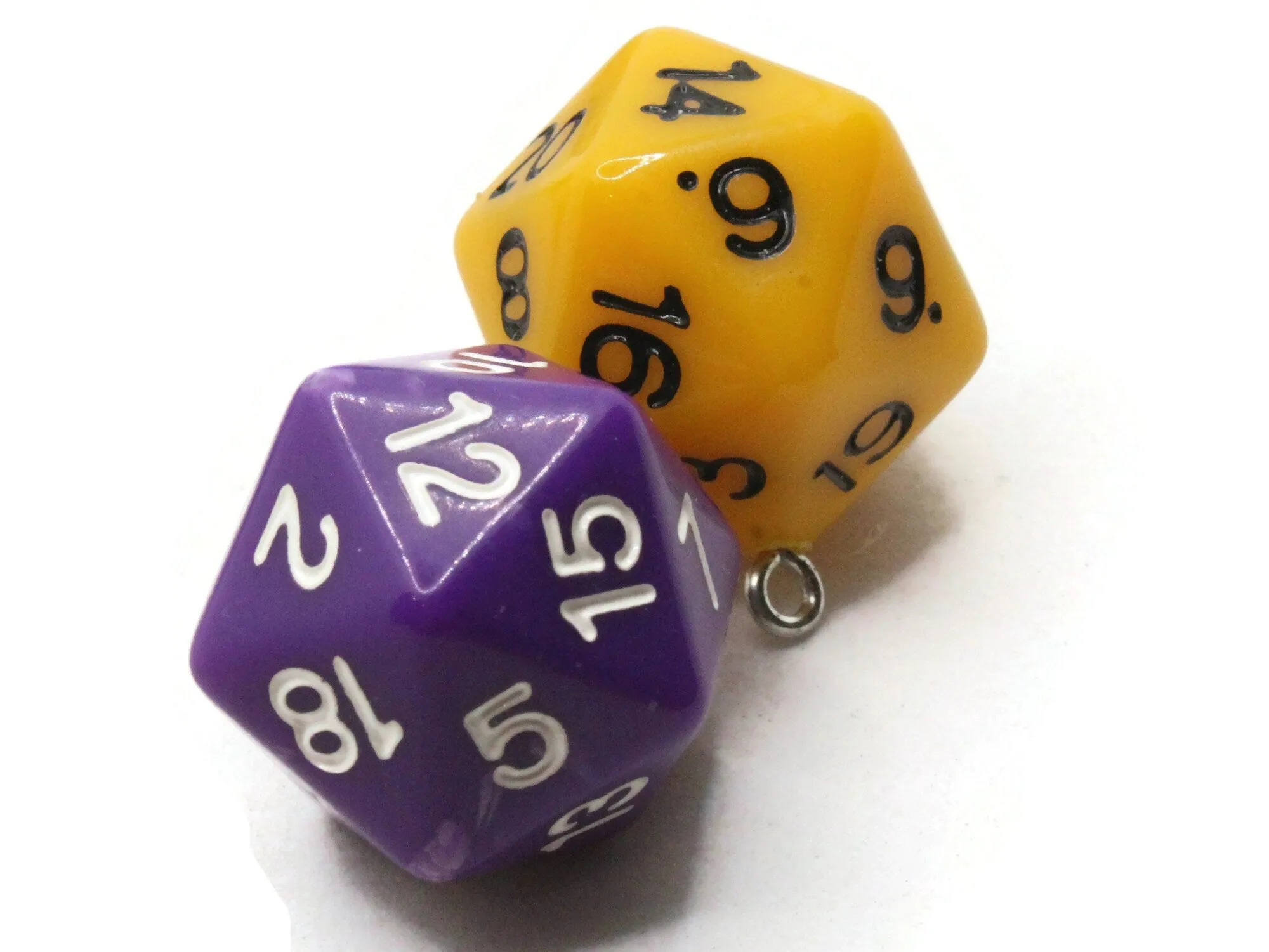 2 20mm Assorted Color Resin D20  20 Sided Dice Charms