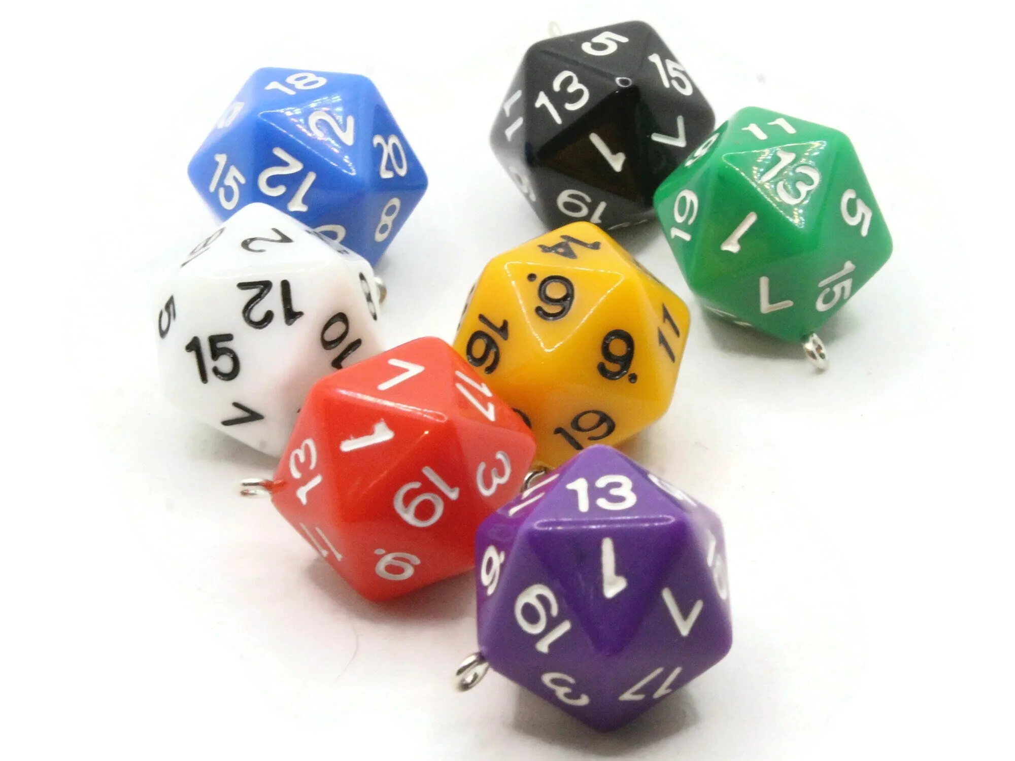 2 20mm Assorted Color Resin D20  20 Sided Dice Charms