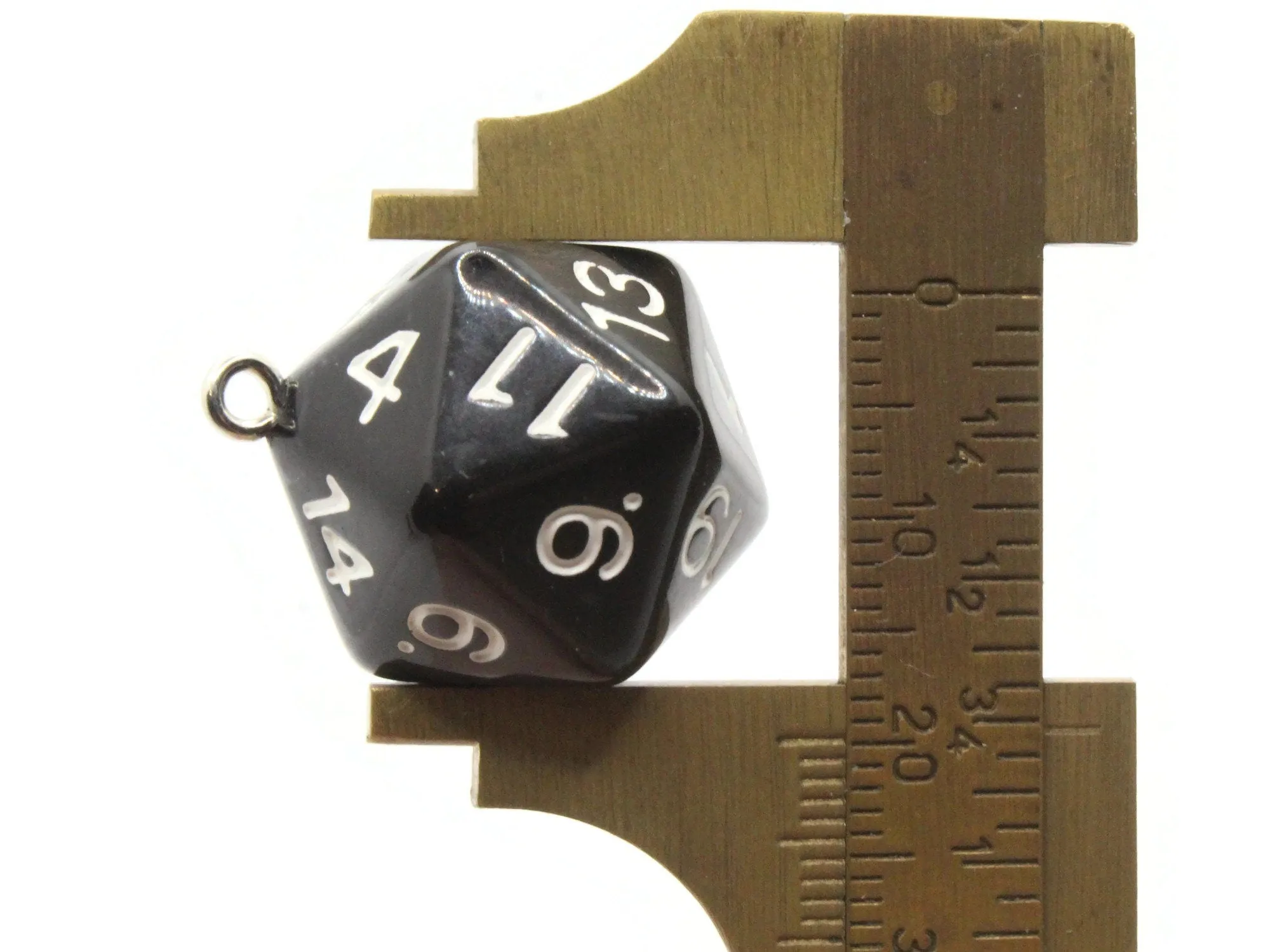 2 20mm Black Resin D20 20 Sided Dice Charms