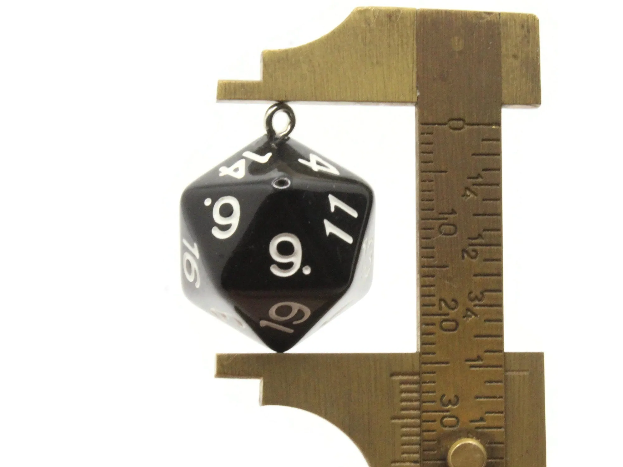 2 20mm Black Resin D20 20 Sided Dice Charms