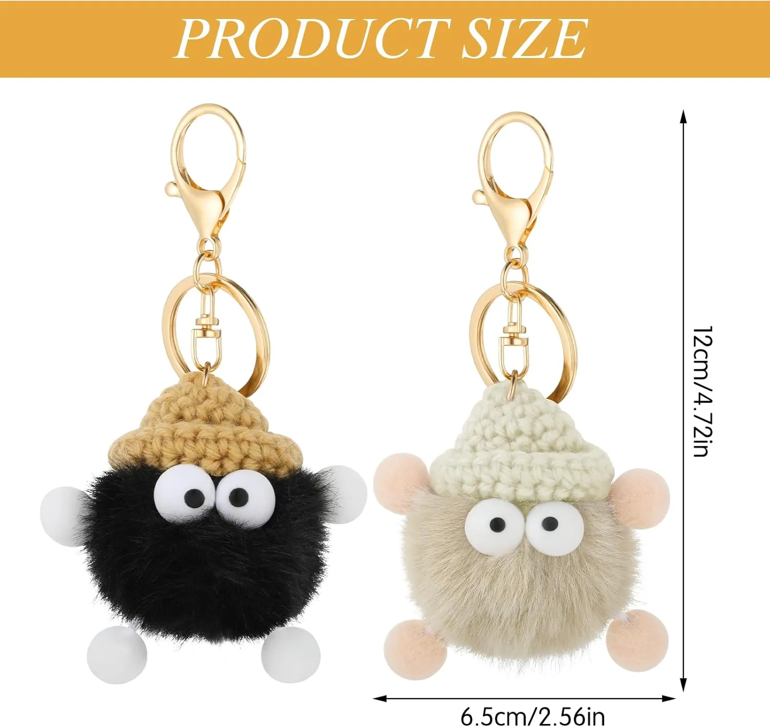 2 Pieces Cute Keychains for Women, Soft Pom Pom Keychain Fuzzy Keychain Accessories for Women Girls