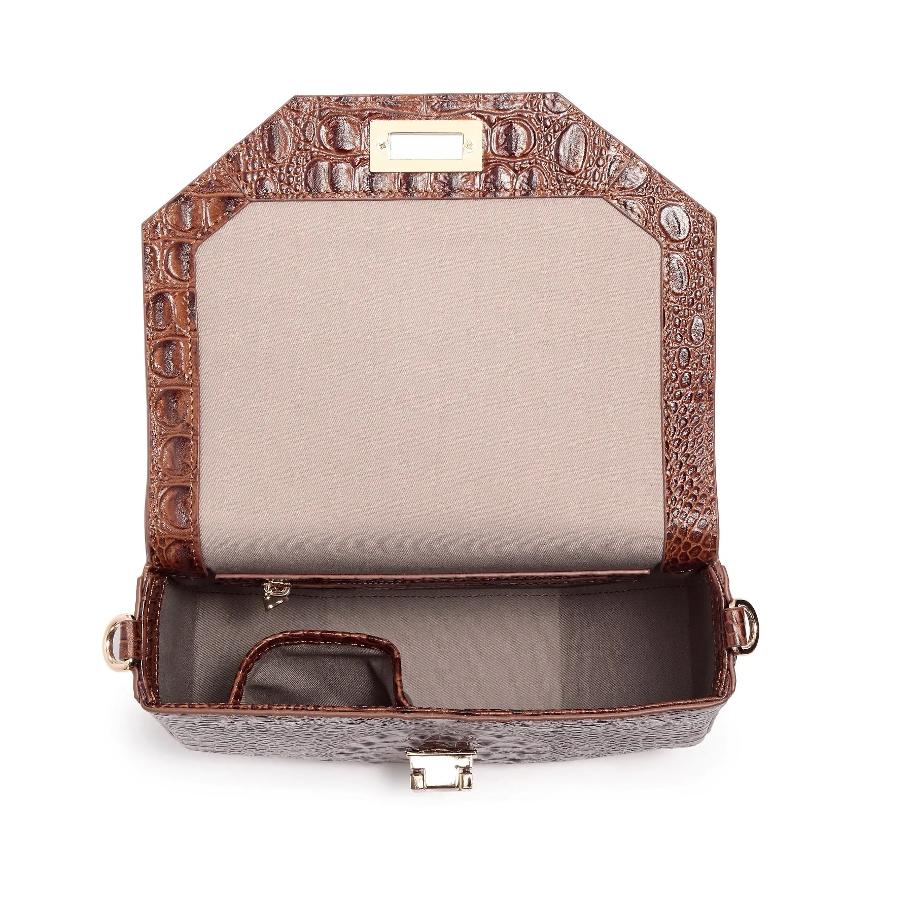 Alessia Croc Embossed Leather Handbag/ Crossbody bag: Magenta