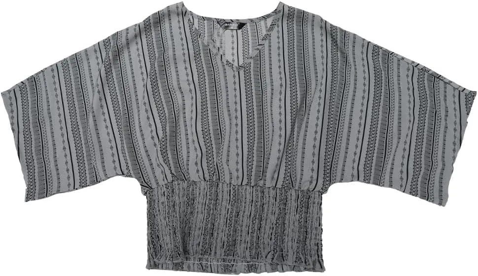 Allegra K Tops for Women's Summer Boho V Neck Print Chiffon Top Smocked Batwing Dolman Sleeve Blouses