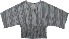 Allegra K Tops for Women's Summer Boho V Neck Print Chiffon Top Smocked Batwing Dolman Sleeve Blouses
