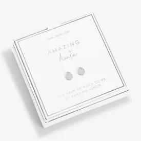 Beautifully Boxed A Little Amazing Auntie Silver Box Earrings 5300