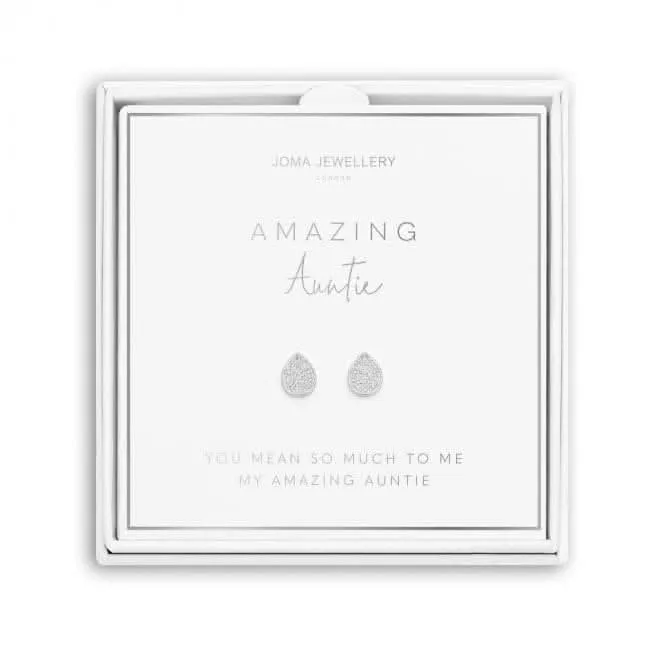 Beautifully Boxed A Little Amazing Auntie Silver Box Earrings 5300