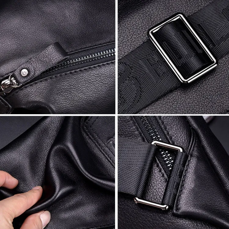 BULL CAPTAIN 099 Large-capacity Soft and Wear-resistant Cowhide Single-shoulder Bag(Black)