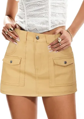 Cargo Jean Skirts for Women Denim Skort High Waisted Womens Mini Skirt with Shorts Y2k with 6 Pockets