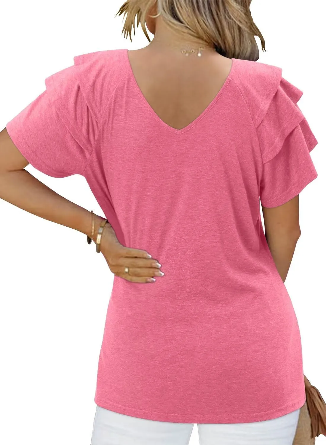 CRAZY GRID Women's T-Shirt Short Sleeve V-Neck Tops 2025 Summer Graphic Trendy Casual Comfy Tshirts