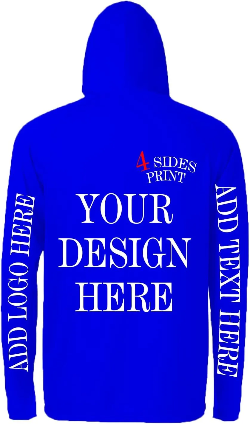 Custom Men's Sun Protection Hoodie Shirt Custom Hoodies Design Your Own Logo Text Customizable Long Sleeve T-Shirt
