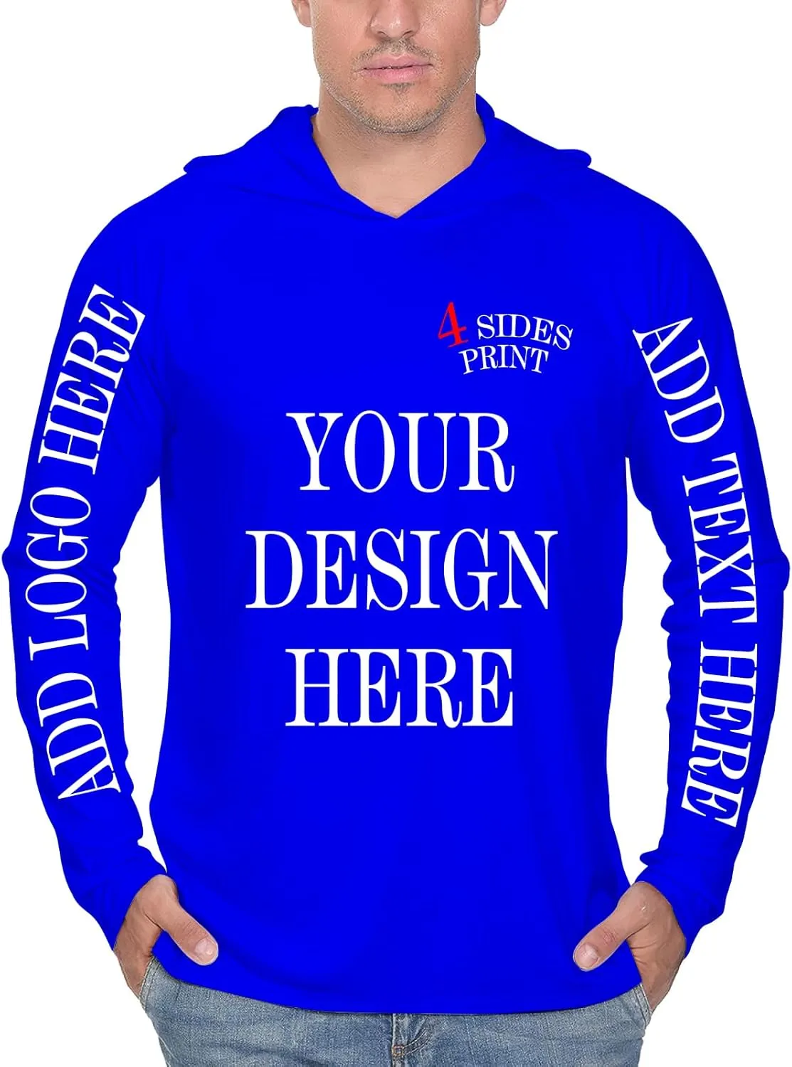 Custom Men's Sun Protection Hoodie Shirt Custom Hoodies Design Your Own Logo Text Customizable Long Sleeve T-Shirt