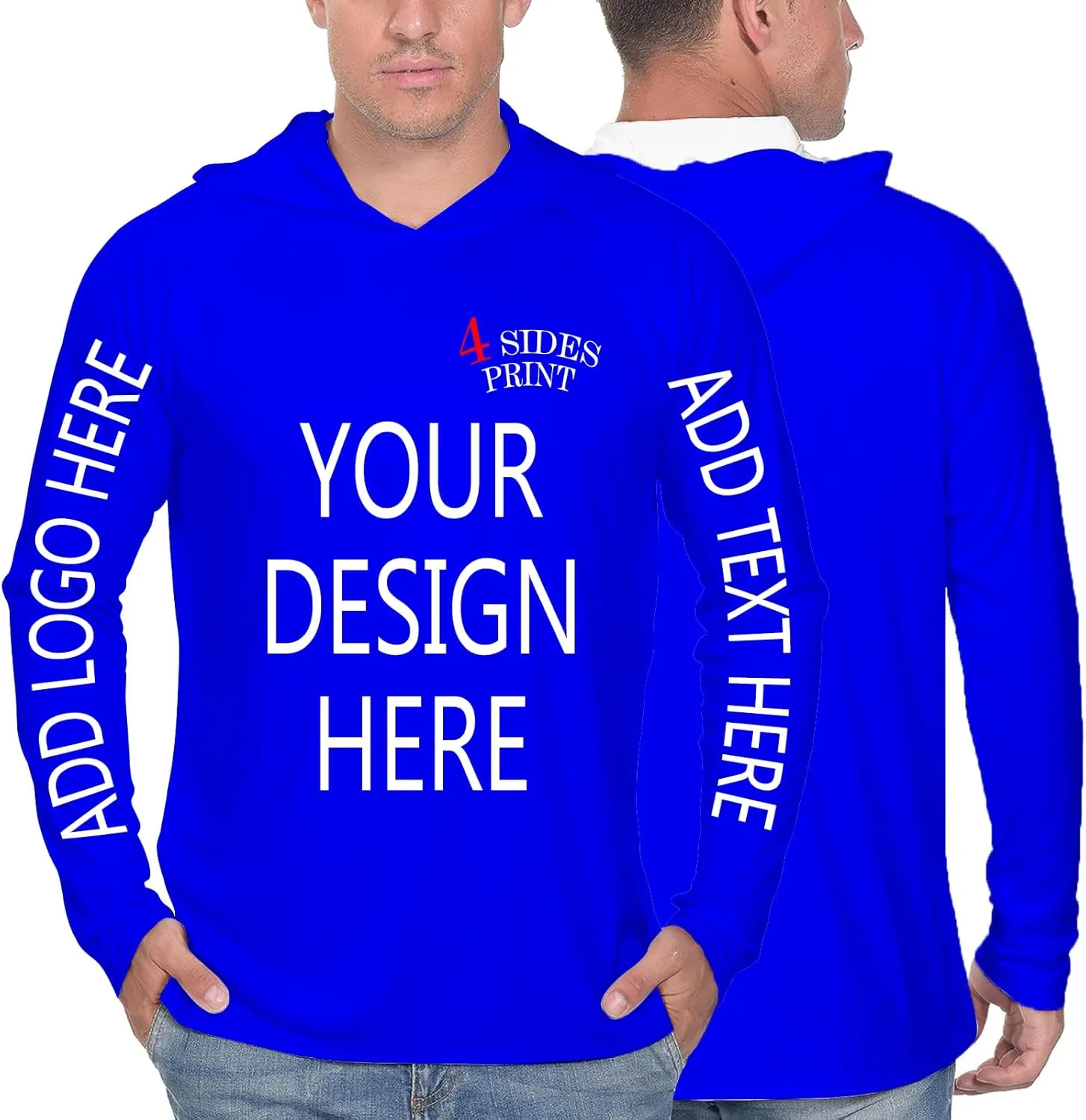 Custom Men's Sun Protection Hoodie Shirt Custom Hoodies Design Your Own Logo Text Customizable Long Sleeve T-Shirt