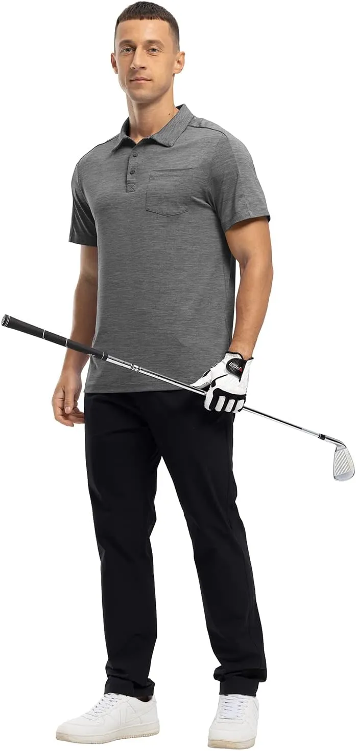 Gopune Men's Polo Shirts Short Sleeve Dry Fit Casual Sports Golf Collared Shirts with Pocket