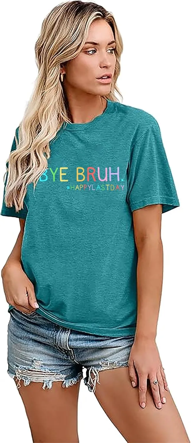 Last Day of School Teacher Shirt:Women Funny Bruh Teacher Tshirt Admit It You'll Low Key Miss Me Bruh End of Year Top