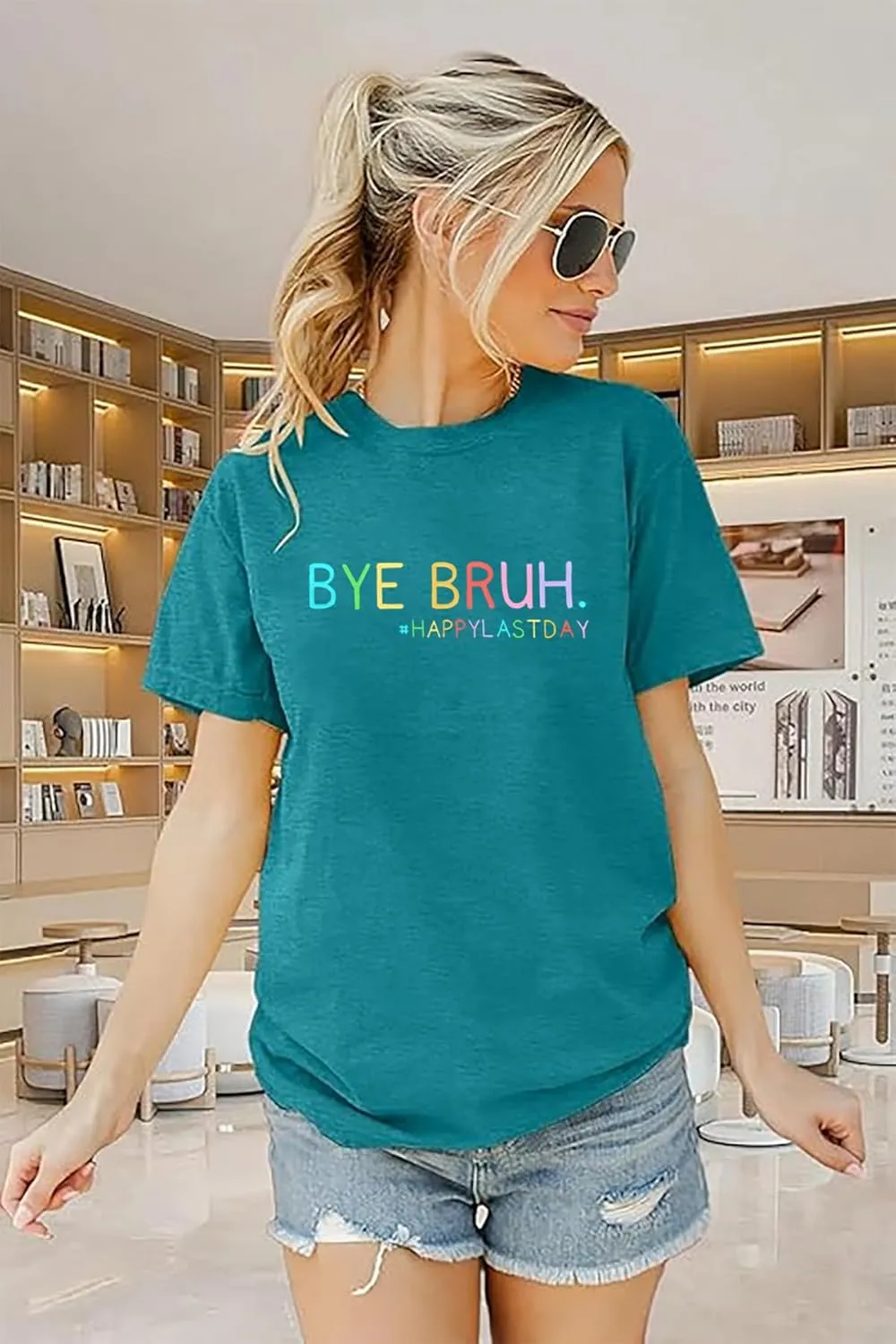 Last Day of School Teacher Shirt:Women Funny Bruh Teacher Tshirt Admit It You'll Low Key Miss Me Bruh End of Year Top