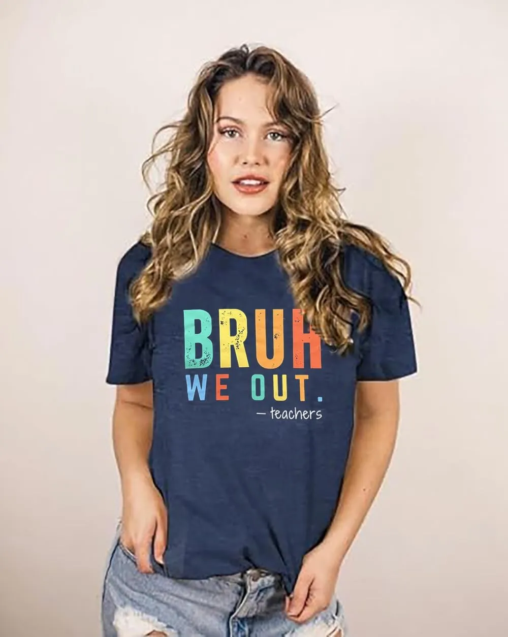 Last Day of School Teacher Shirt:Women Funny Bruh Teacher Tshirt Admit It You'll Low Key Miss Me Bruh End of Year Top