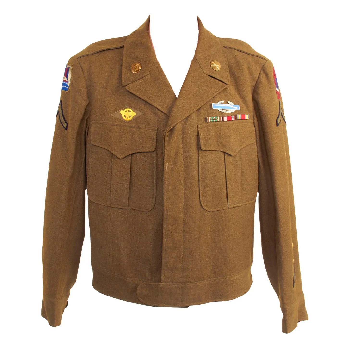Original U.S. WWII 99th Infantry Battalion / 474th Infantry Regiment Ike Jacket Dated 1944 - Size 42R