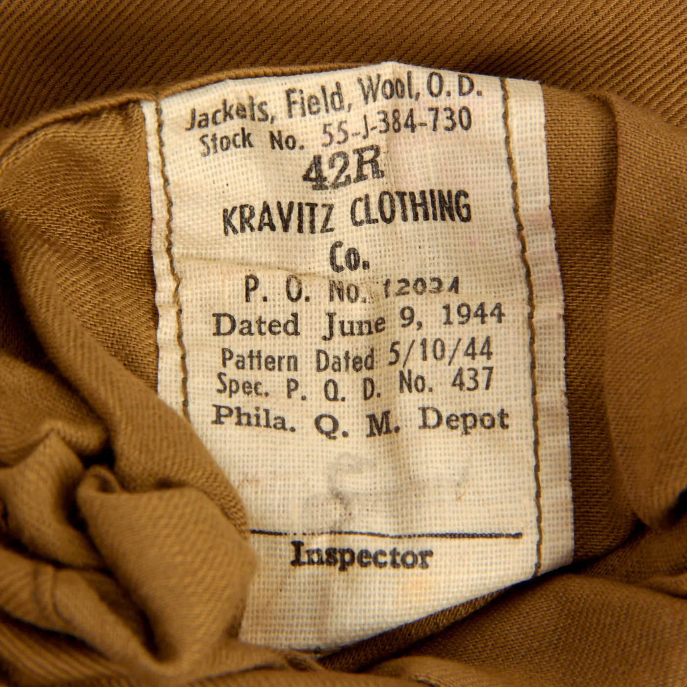 Original U.S. WWII 99th Infantry Battalion / 474th Infantry Regiment Ike Jacket Dated 1944 - Size 42R