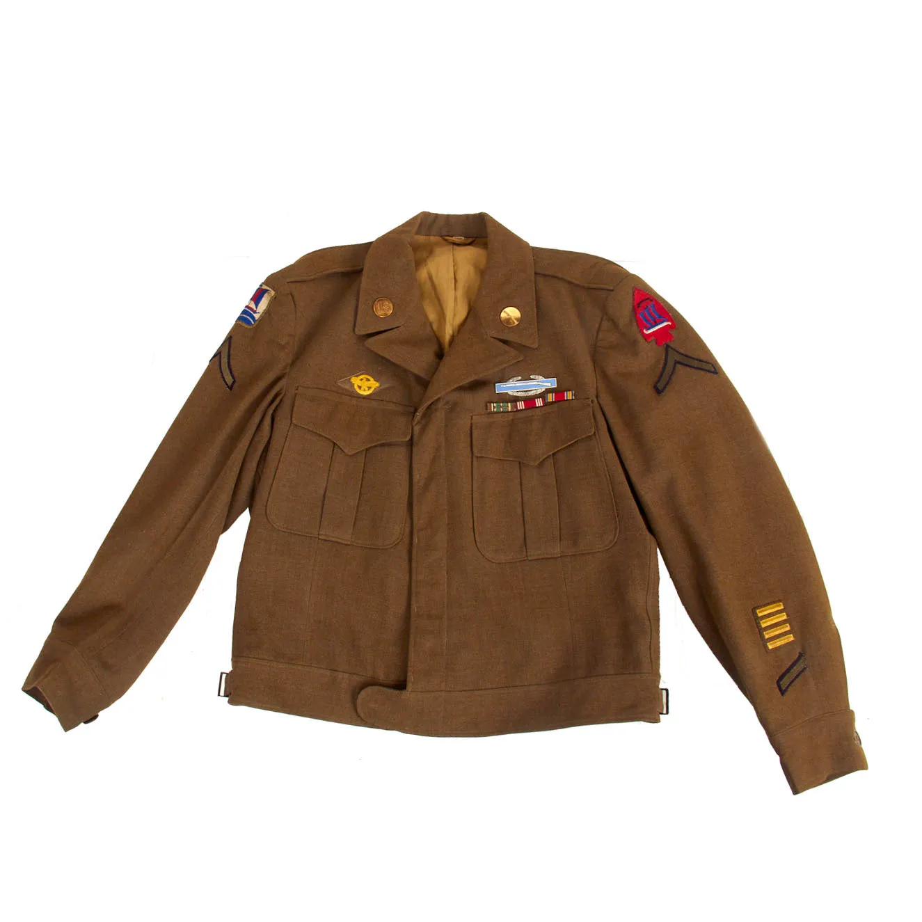 Original U.S. WWII 99th Infantry Battalion / 474th Infantry Regiment Ike Jacket Dated 1944 - Size 42R