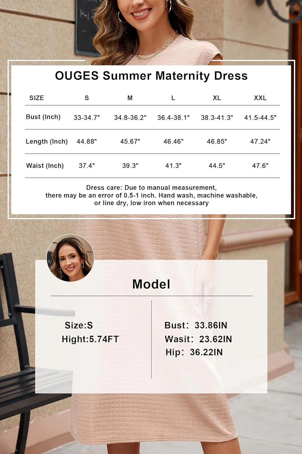 OUGES Womens 2025 Spring Cap Sleeve Maternity Dress Textured Midi Summer Pregnancy Business Casual Work Column Dress