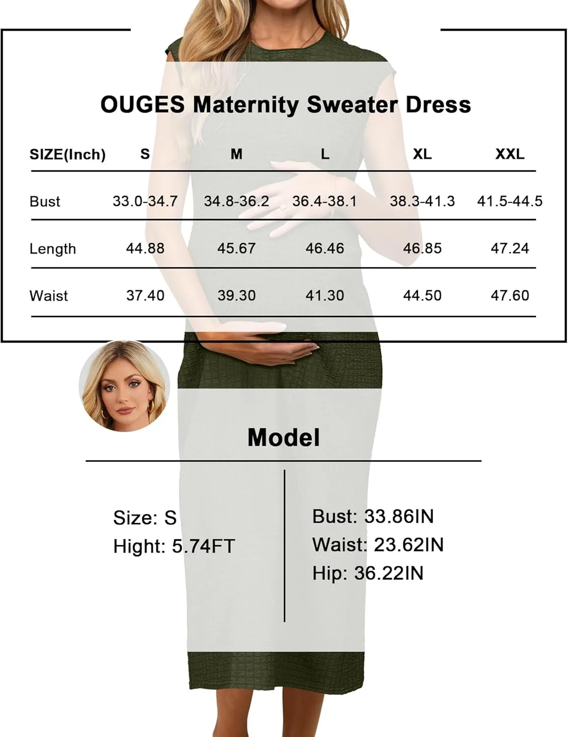 OUGES Womens 2025 Spring Cap Sleeve Maternity Dress Textured Midi Summer Pregnancy Business Casual Work Column Dress