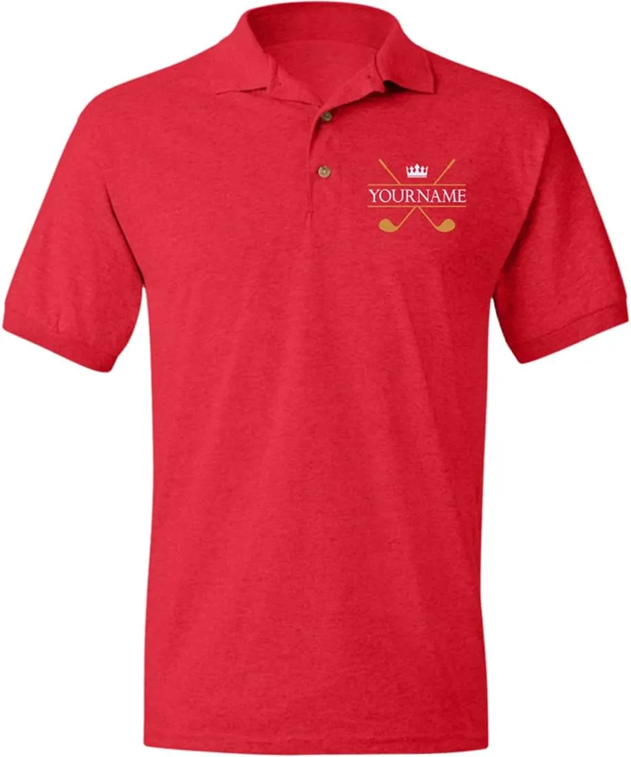 Personalized Golf Polo Shirt for Men. Custom Golf Polo T-Shirts with Golf Design & Any Your Embroidered Name Team Club Logo
