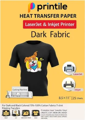 T-shirt Cotton Inkjet Transfer Photo Paper Sheets| DIY Print T-Shirts, Clothes Use Inkjet Ink and Heat Press with Iron (8.5x11" | 25 Sheet)