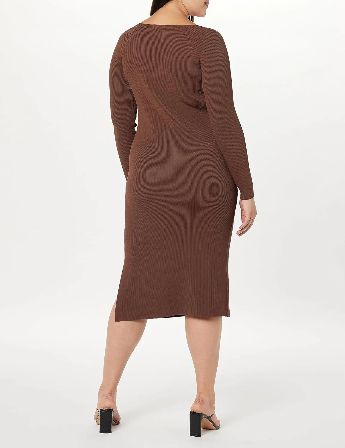The Drop Women's Cameron Ribbed Sweetheart Neckline Midi Sweater Dress