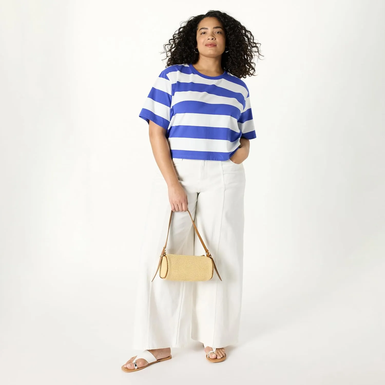 The Drop Women's Sydney Short-Sleeve Cropped Crew Neck T-Shirt