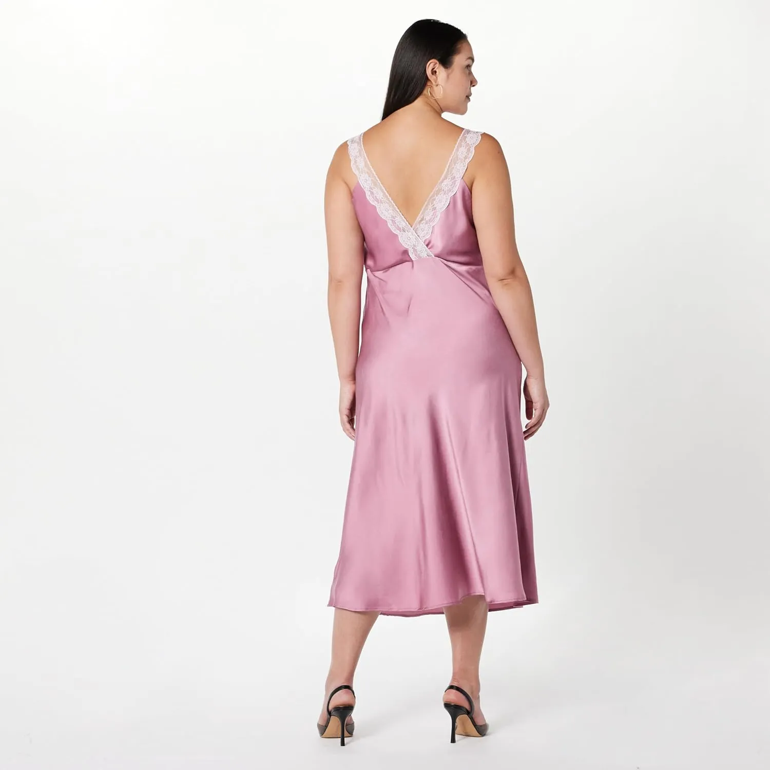 The Drop Women's Valentina Lace-Trimmed Slip Dress