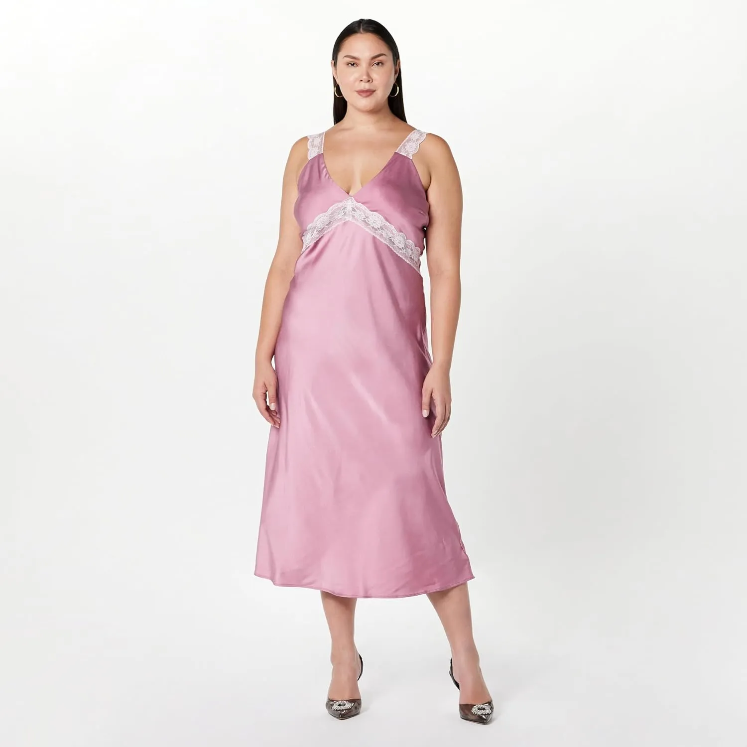 The Drop Women's Valentina Lace-Trimmed Slip Dress