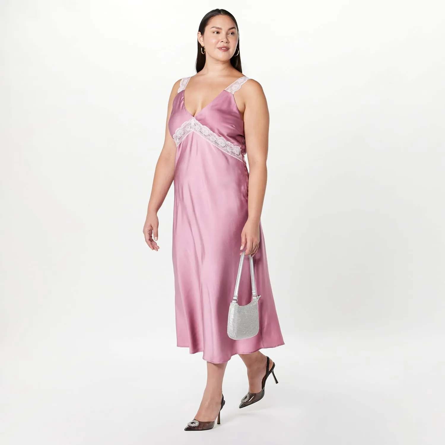 The Drop Women's Valentina Lace-Trimmed Slip Dress