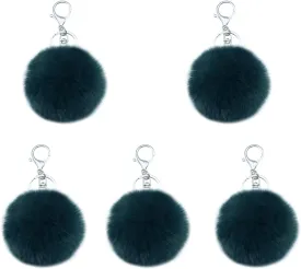 Unpafcxddyig 5 Pieces Poms Keychains Fluffy Ball Faux Fur Pom Pom Keyring for Women