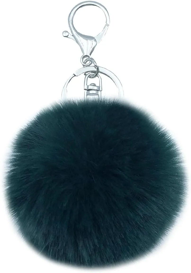 Unpafcxddyig 5 Pieces Poms Keychains Fluffy Ball Faux Fur Pom Pom Keyring for Women