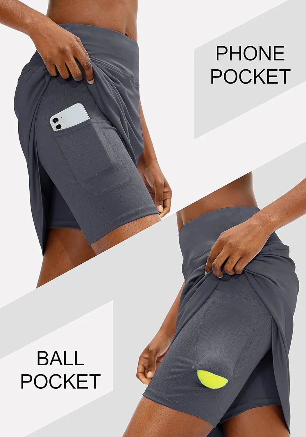 Viodia Women's 20" Knee Length Skorts Skirts UPF50  Athletic Tennis Golf Skirt for Women Casual Summer Skirts
