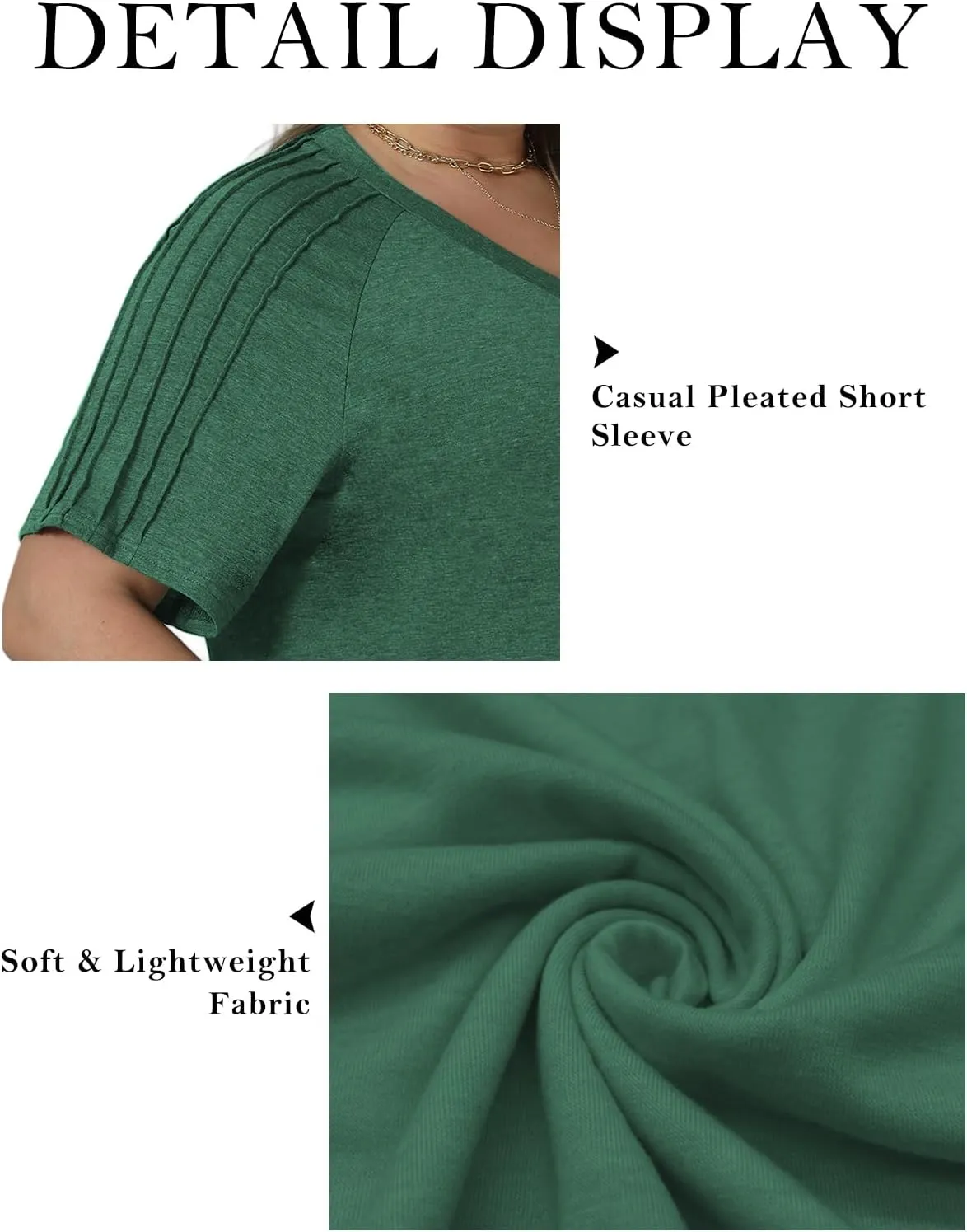 VISLILY Womens-Plus-Size-Summer-Tops Trendy V Neck T Shirts Casual Pleated Short Sleeve Dressy Blouses Tunics Cute Tee XL-5XL