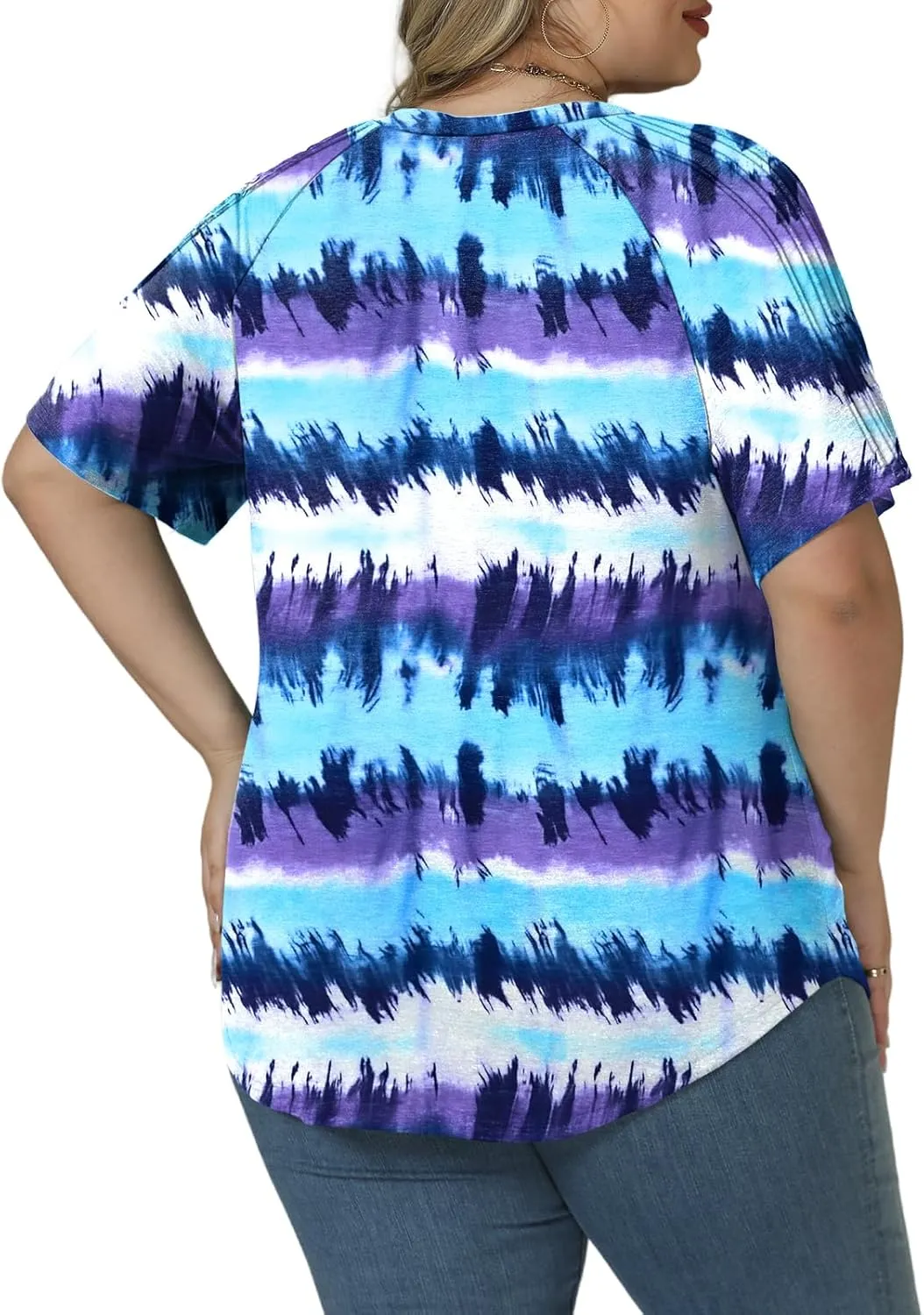 VISLILY Womens-Plus-Size-Summer-Tops Trendy V Neck T Shirts Casual Pleated Short Sleeve Dressy Blouses Tunics Cute Tee XL-5XL