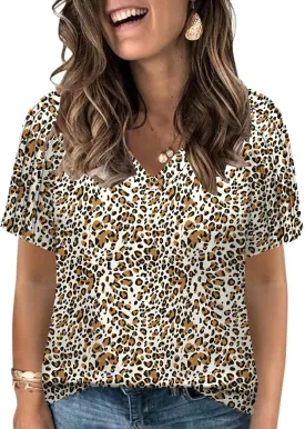 VISLILY Womens-Plus-Size-Summer-Tops Trendy V Neck T Shirts Casual Pleated Short Sleeve Dressy Blouses Tunics Cute Tee XL-5XL