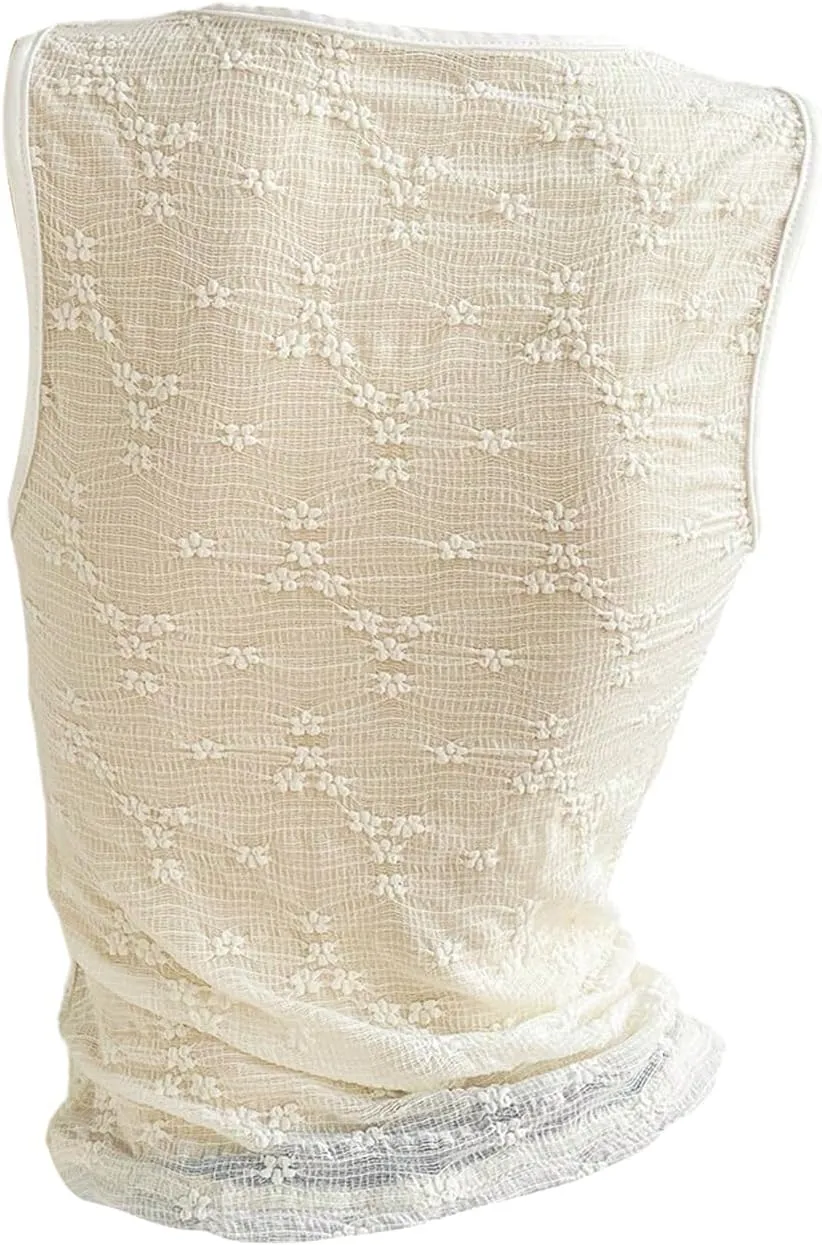 Women's Floral Textured Tank Tops Y2K Twist Mesh Sleeveless Fitted Going Out Tops