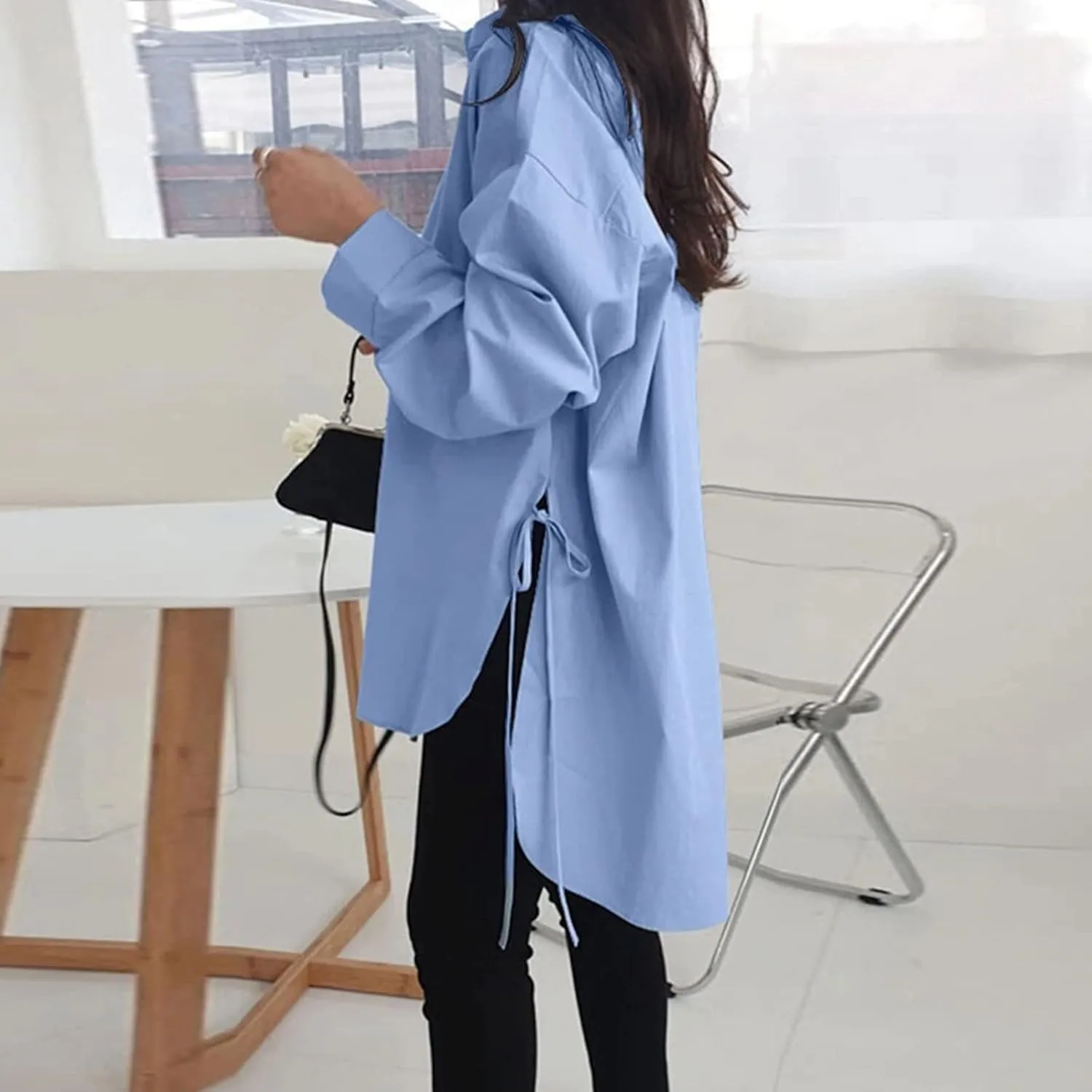 Women's Oversized Long Sleeve Button Down Shirt Trendy Casual Blouse for Women Perfect for Business or Country Outfits
