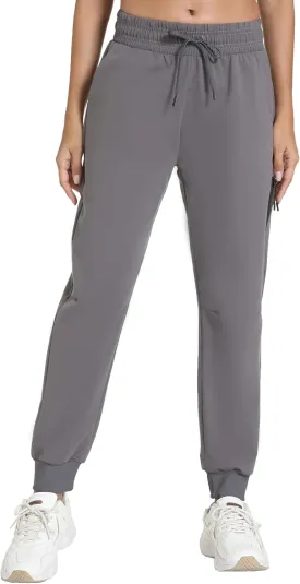 Women's Quick-Dry Lightweight Joggers - Elastic Waist Hiking Pants with Pockets for Outdoor, Athletic & Travel