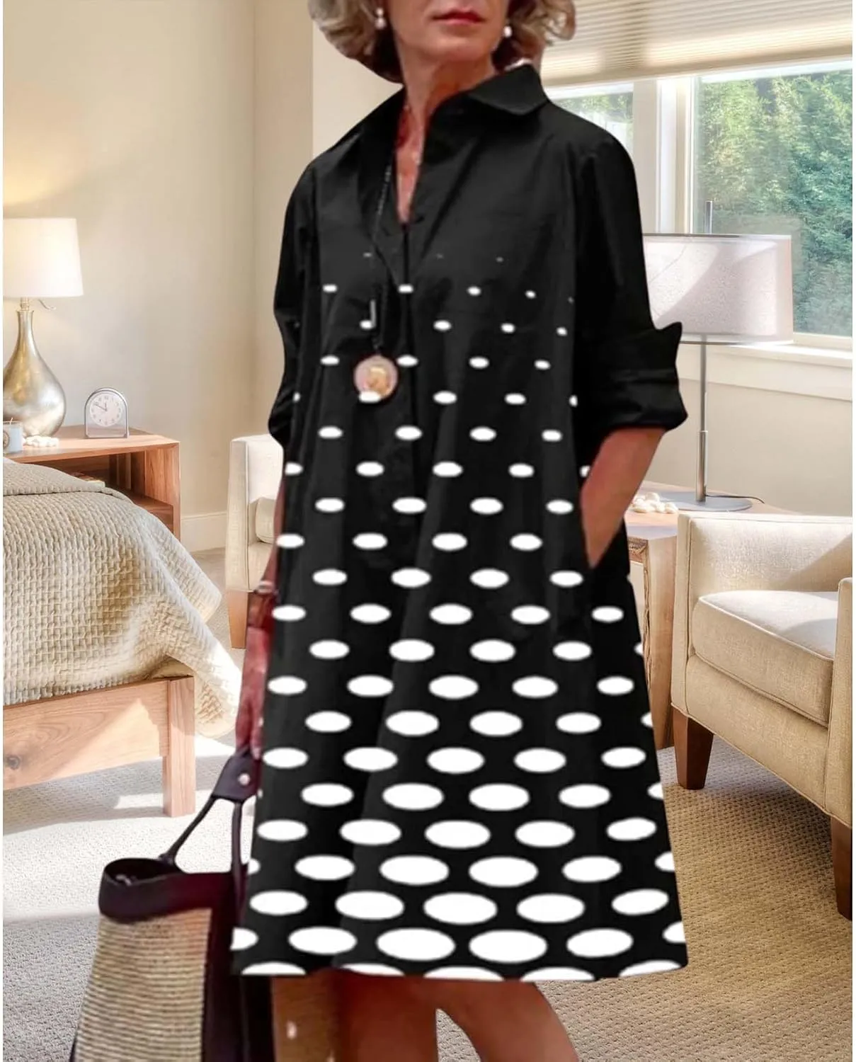 Womens Wedding Guest Button Down Dress Plus Size Linen Elegant Maxi Dress Cotton Long Lapel Shirtdress 2025 Swing